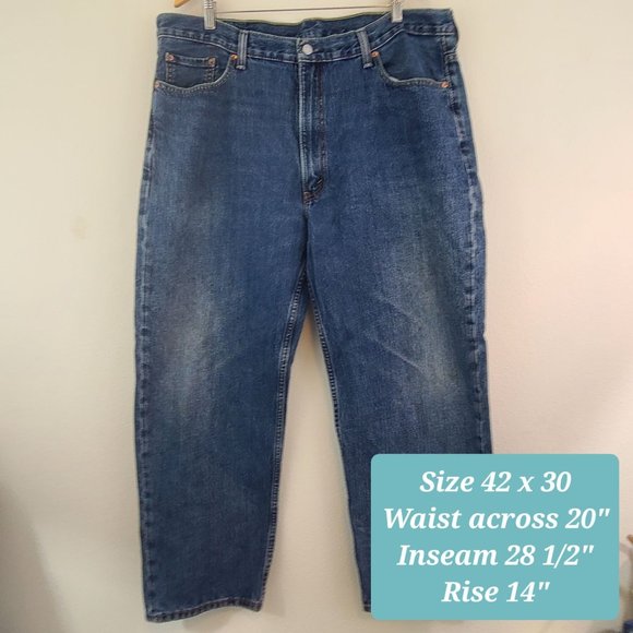 Levis Jeans Mens 42x30 Blue 550 Straight Leg Relaxed Fit Jeans Classic Work EUC - Picture 5 of 12